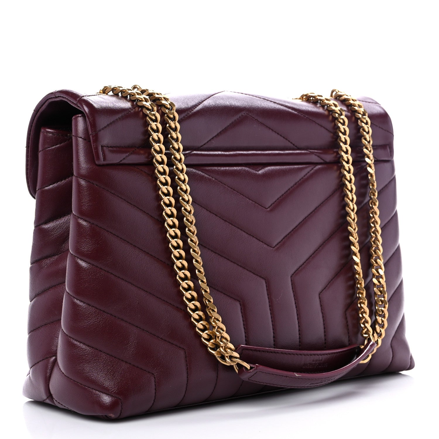 Saint Laurent Calfskin Y Quilted Monogram Medium Loulou Chain Satchel Rouge Legion 2 of 15