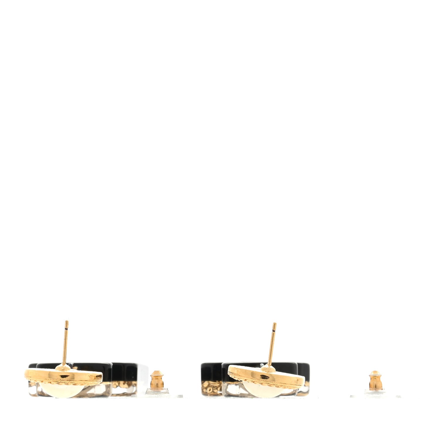 Pearl CC Perfume Bottle Drop Earrings Black Gold