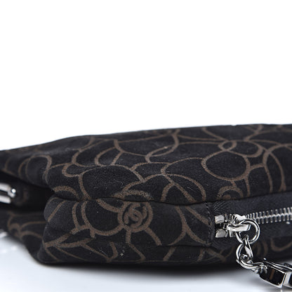 Chanel Suede Camellia Embossed Clutch Bag Black 8 of 9