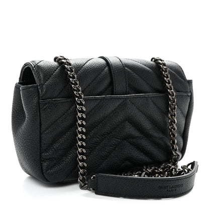 Saint Laurent Grained Calfskin Matelasse Chevron Classic Monogram Baby Chain Bag Black 3 of 10