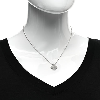 Van Cleef & Arpels 18K White Gold Diamond Vintage Alhambra Pendant Necklace 2 of 6