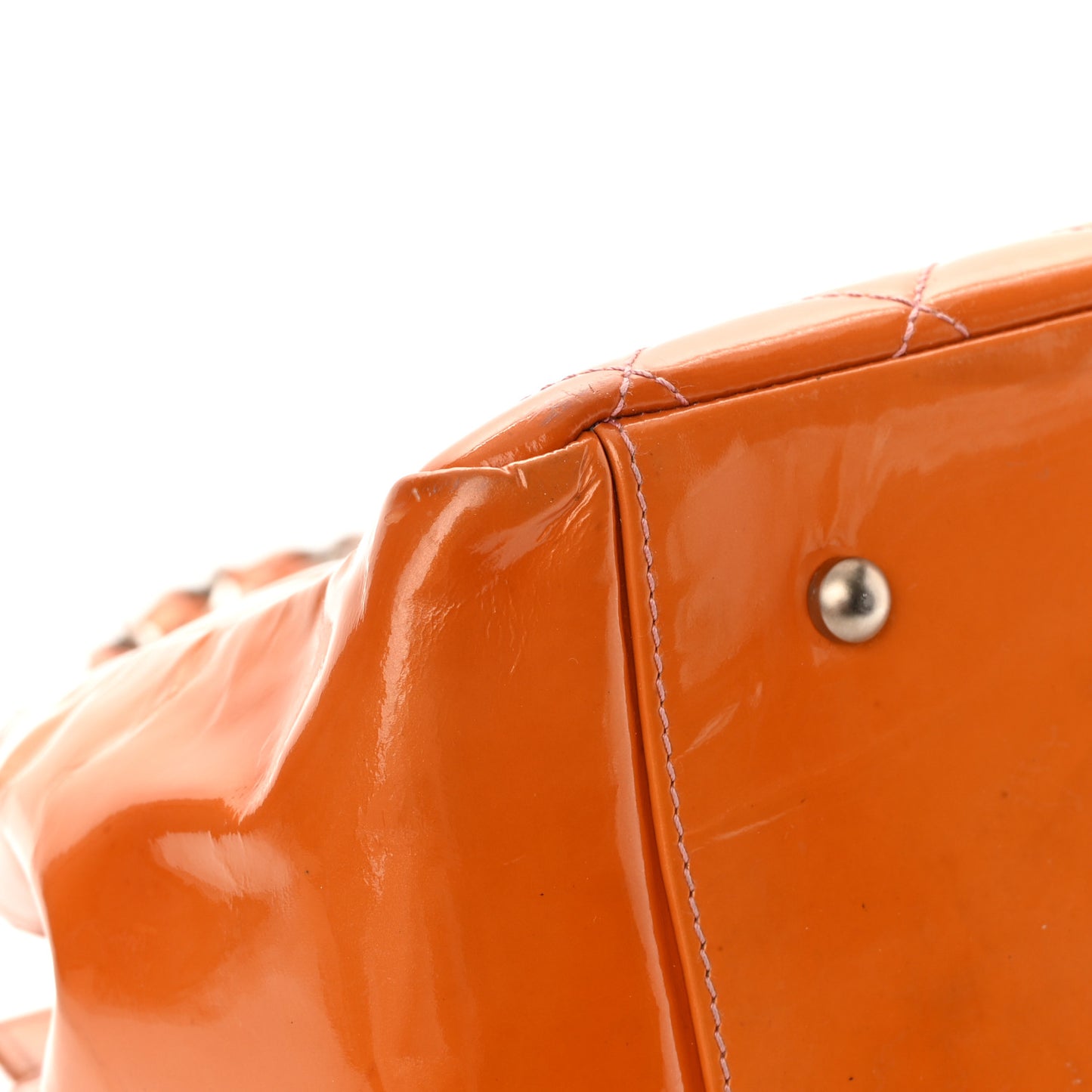 Patent Quilted Petit Timeless Shopping Tote PTT Orange