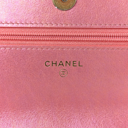 Chanel Iridescent Calfskin Quilted Chanel 19 Wallet On Chain WOC Pink 6 of 19