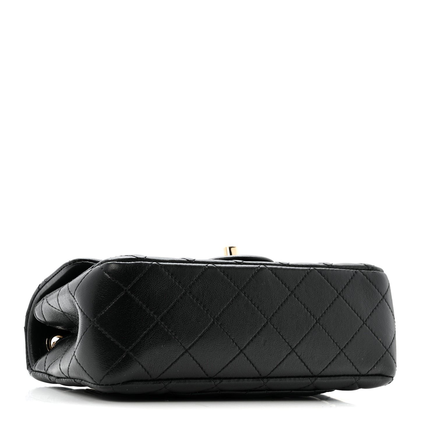 Lambskin Quilted Mini Rectangular Pearl Crush Flap Black