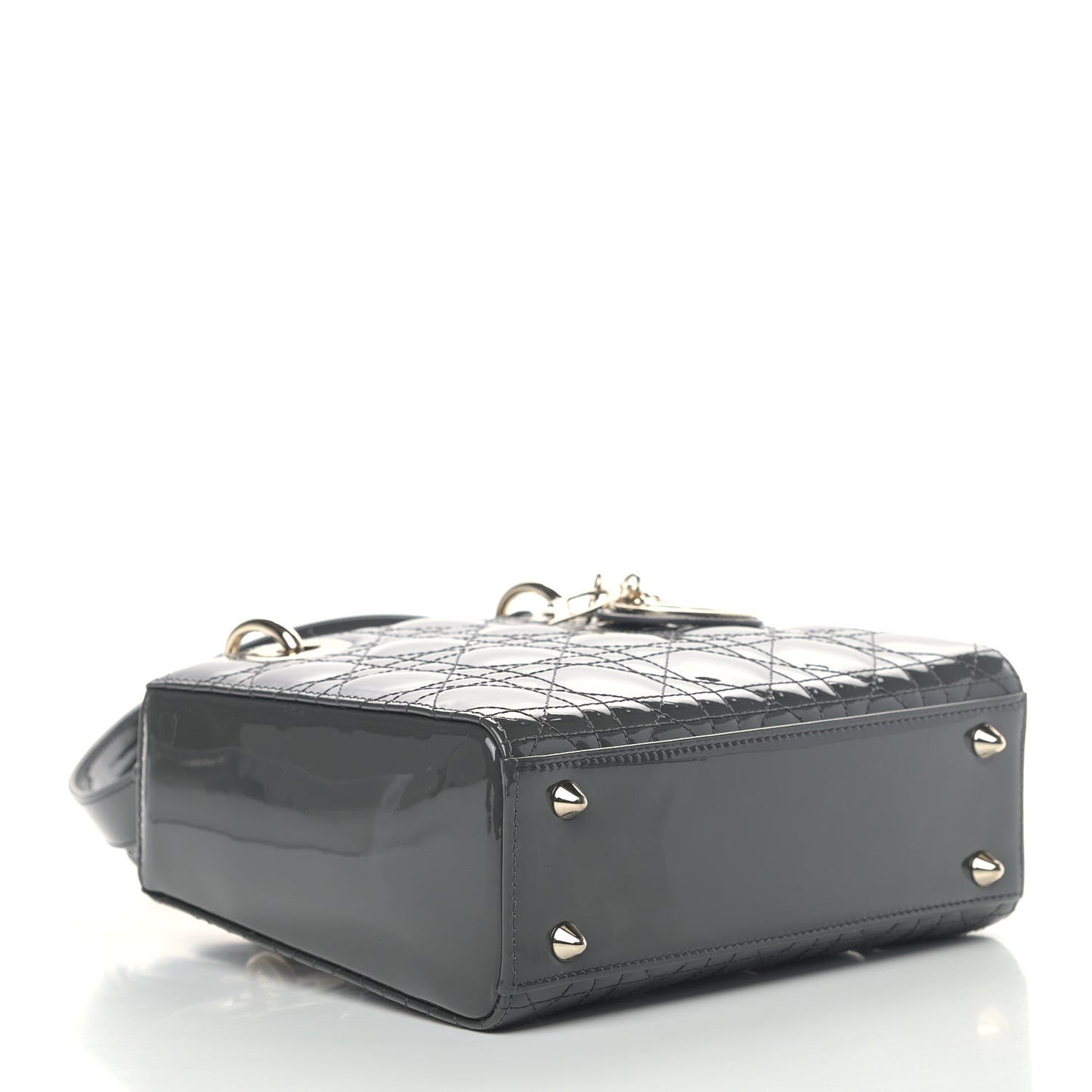 Patent Cannage Small Lady Dior Grey