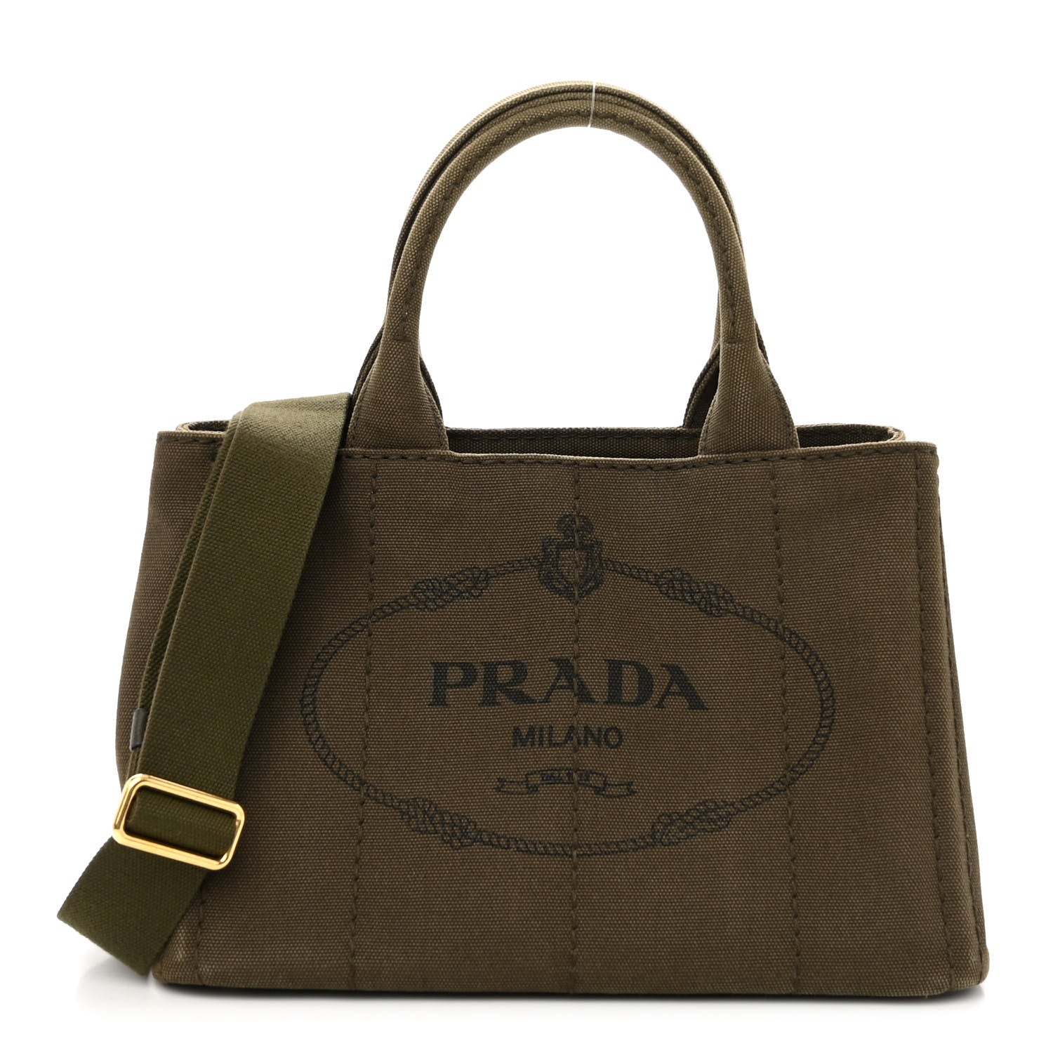 Prada Canapa Small Logo Tote Khaki 1 of 9