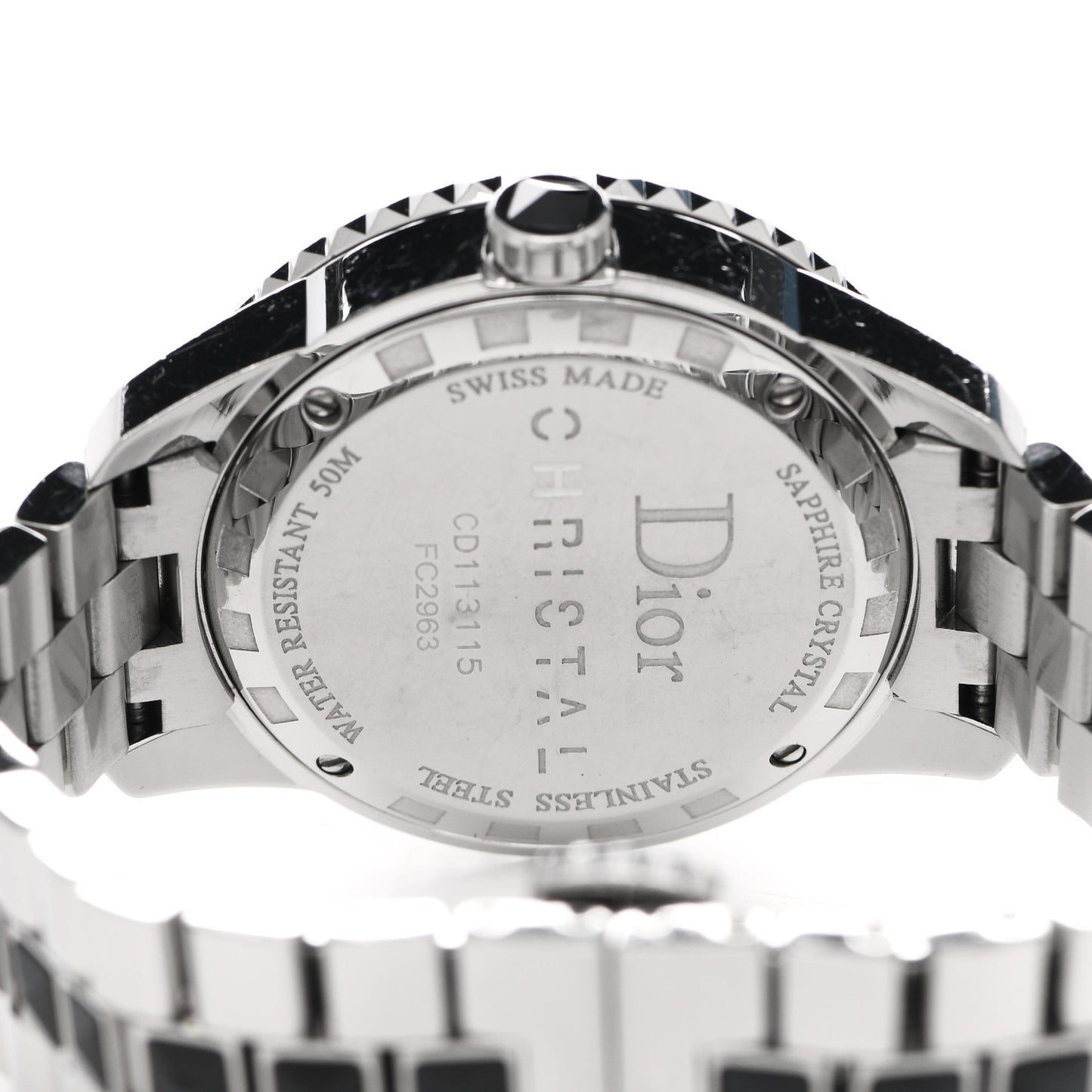 Stainless Steel Diamond Sapphire 33mm Christal Quartz Watch Black