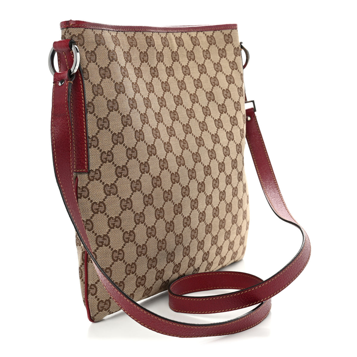 Gucci GG Supreme Monogram Medium Flat Messenger Bag Red 2 of 13