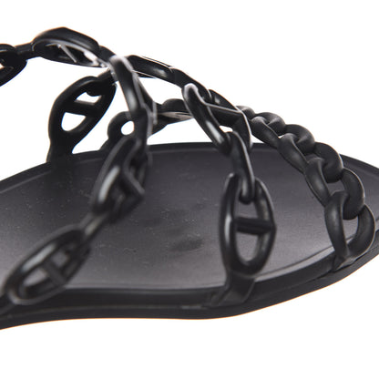 Hermes Rubber Chaine d'Ancre Rivage Sandals 35 Black 9 of 10