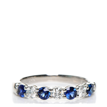 Tiffany Platinum Diamond Blue Sapphire Embrace Ring 4.5 1 of 5