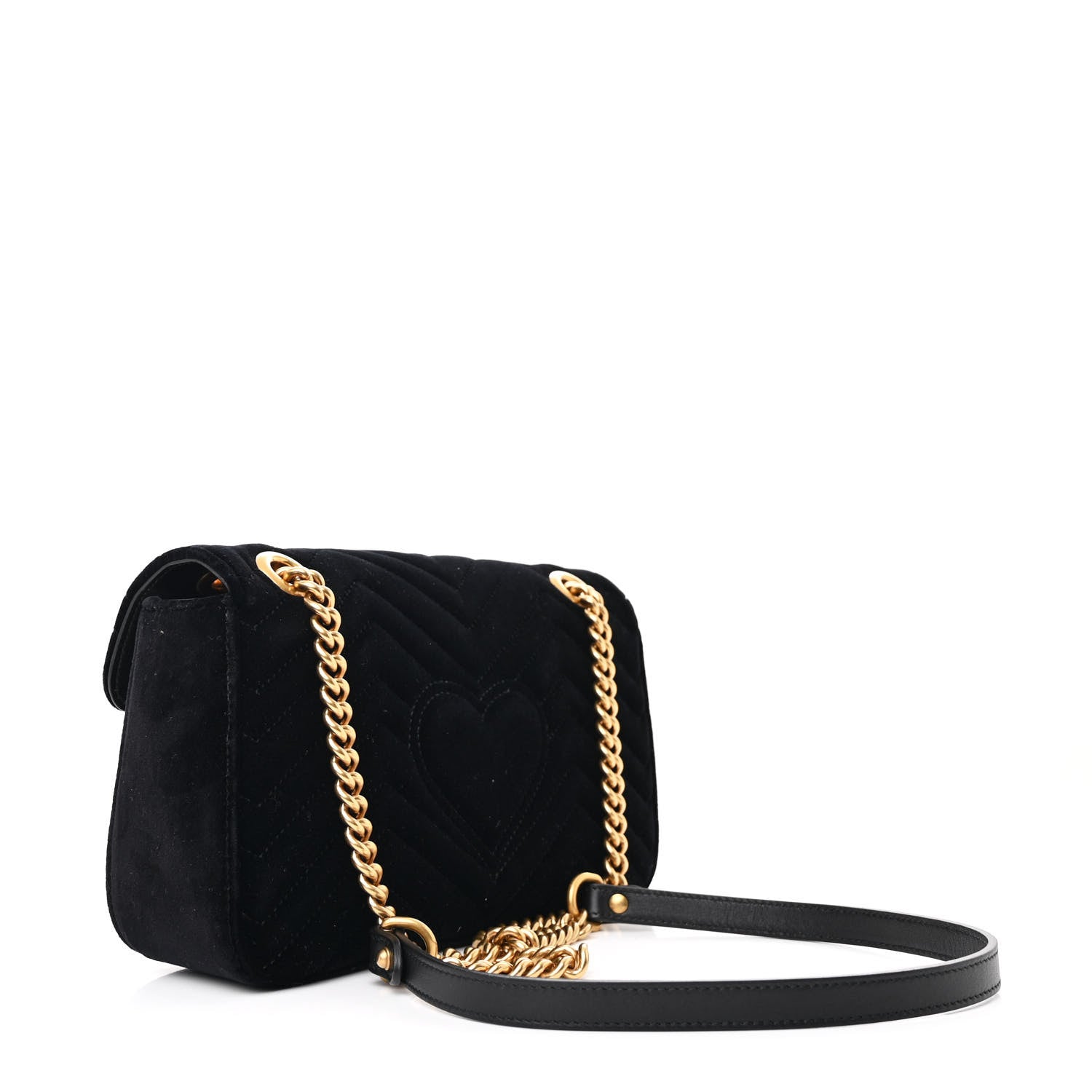 Gucci Velvet Matelasse Small GG Marmont Shoulder Bag Black 3 of 11