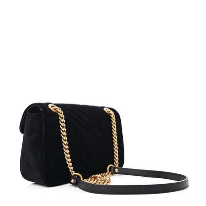 Gucci Velvet Matelasse Small GG Marmont Shoulder Bag Black 3 of 11
