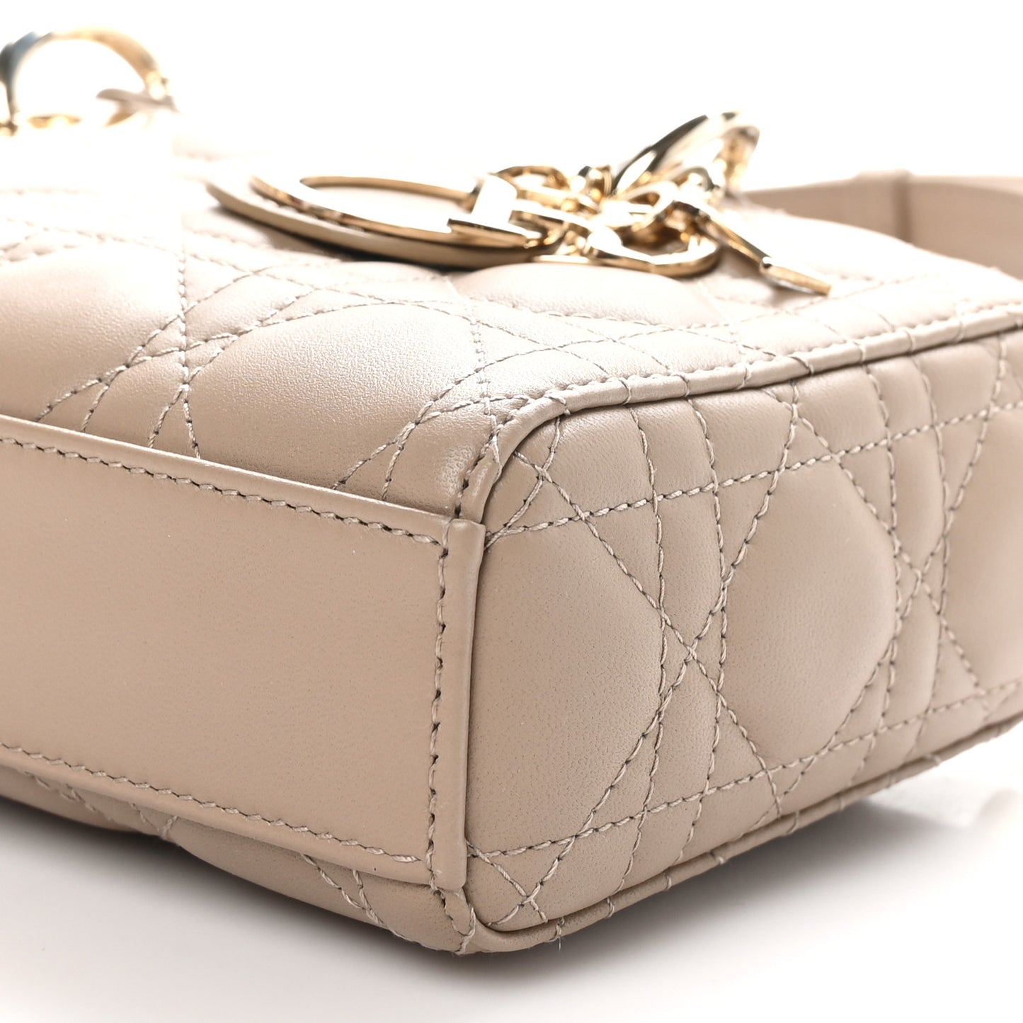 Lambskin Cannage Small Lady D-Joy Powder Beige