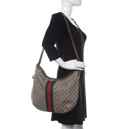 Gucci GG Supreme Monogram Web Ophidia Half Moon Hobo Brown 2 of 10