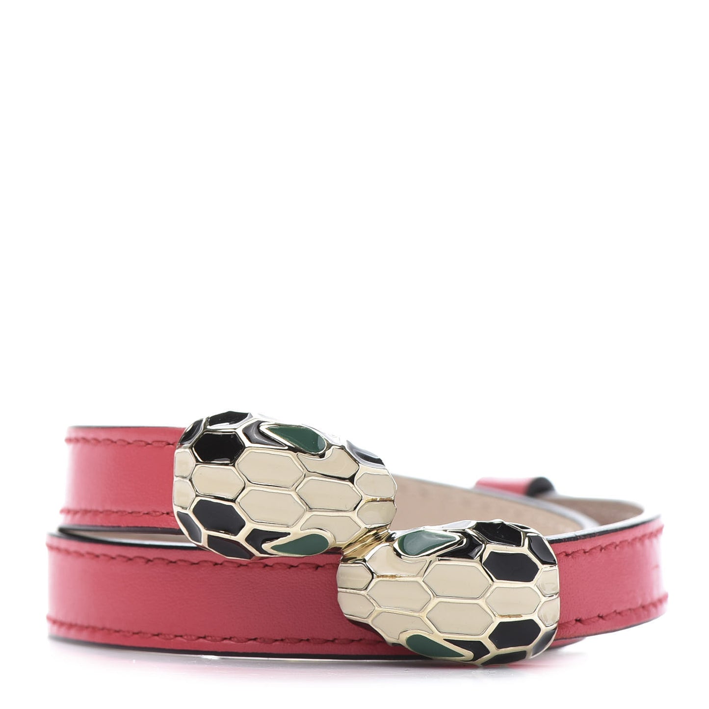 Calfskin Serpenti Forever Double Coil Bracelet Reef Coral