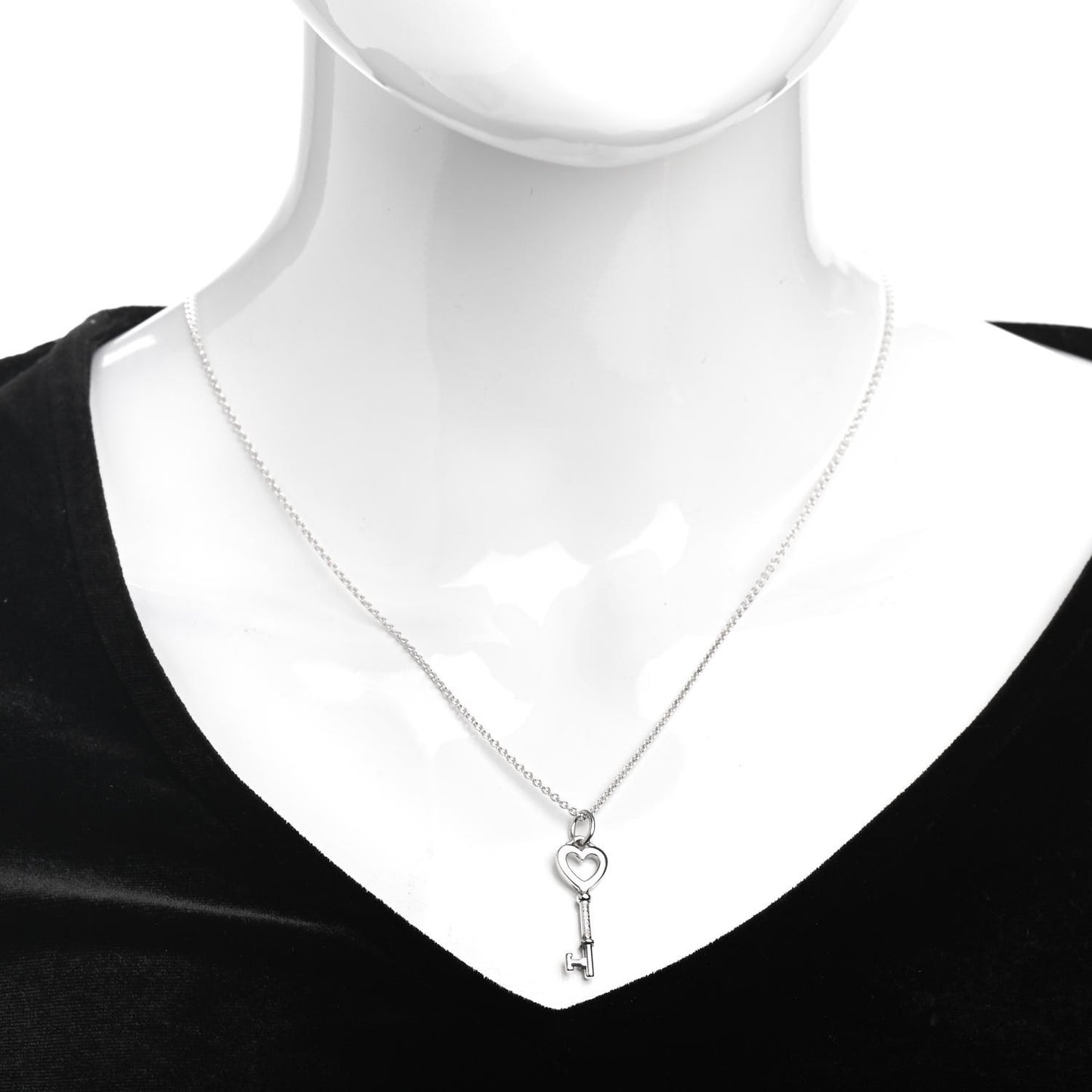 Sterling Silver Heart Key Pendant Necklace