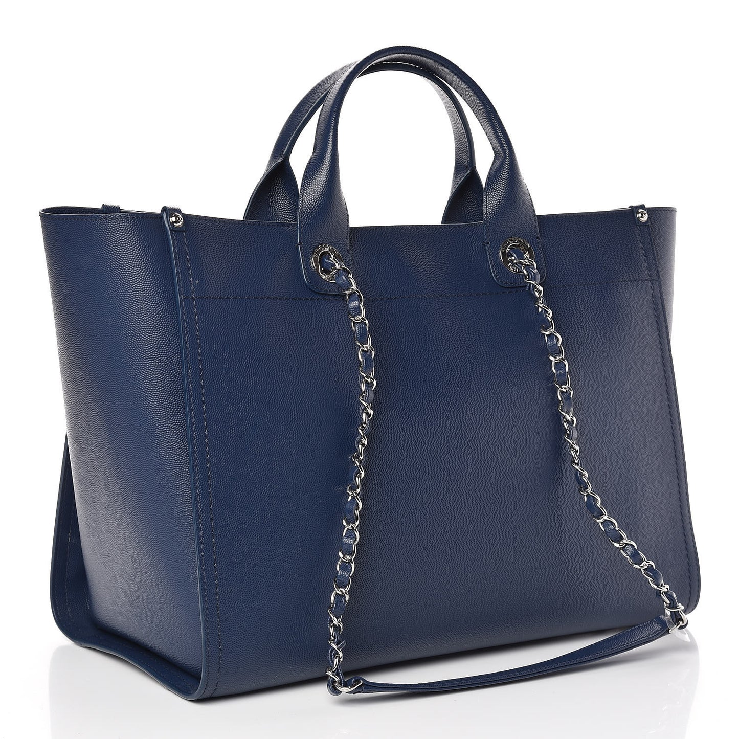 Caviar Large Studded Deauville Tote Navy