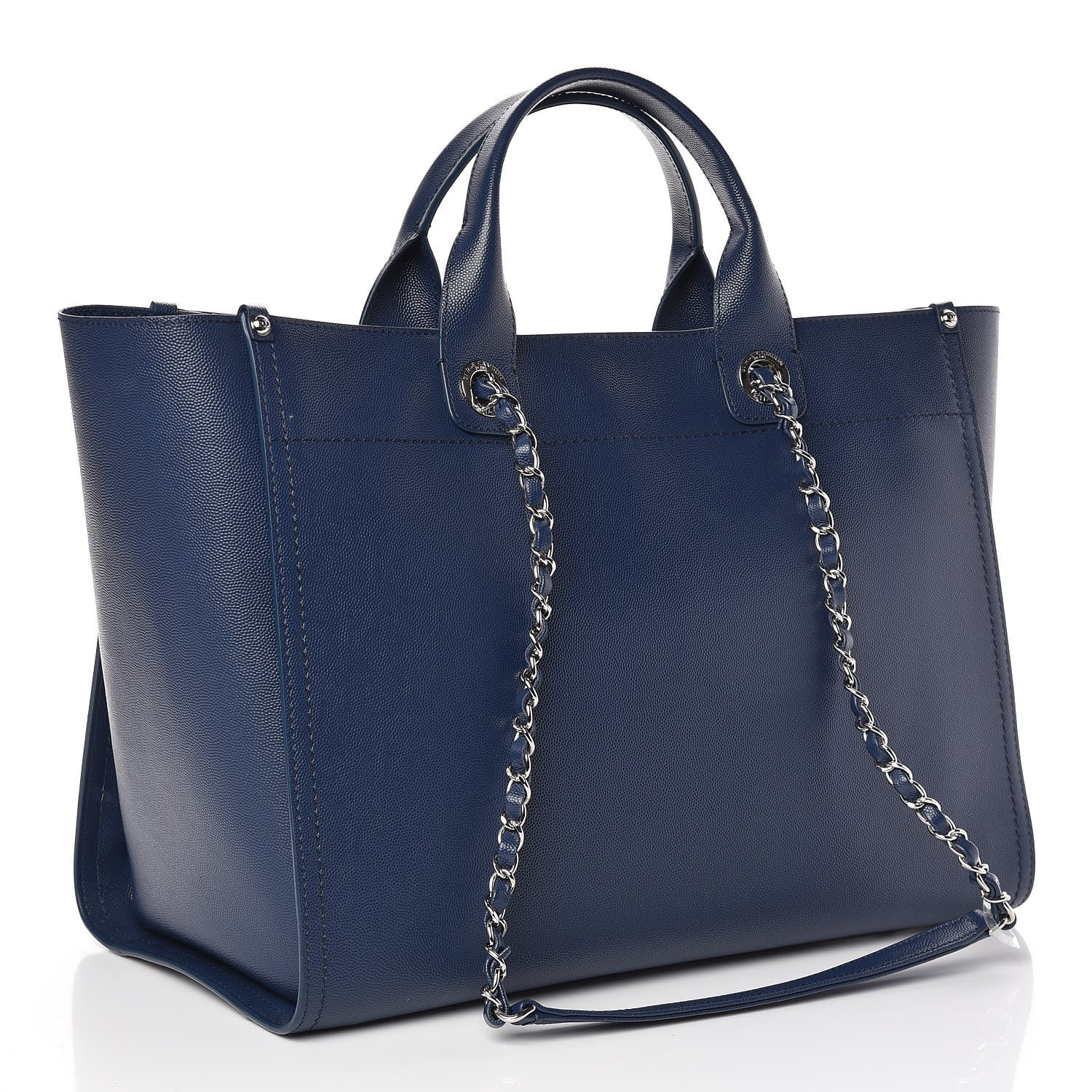 Chanel Caviar Large Studded Deauville Tote Navy 3 of 11