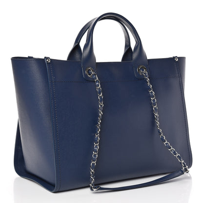 Chanel Caviar Large Studded Deauville Tote Navy 3 of 11
