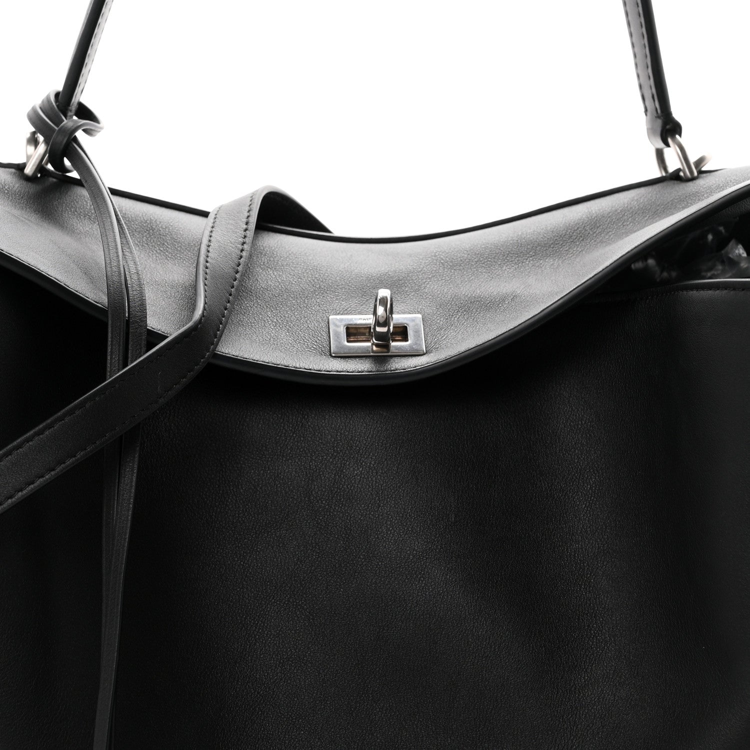 Balenciaga Natural Smooth Calfskin Medium Rodeo Top Handle Handbag Black 7 of 9