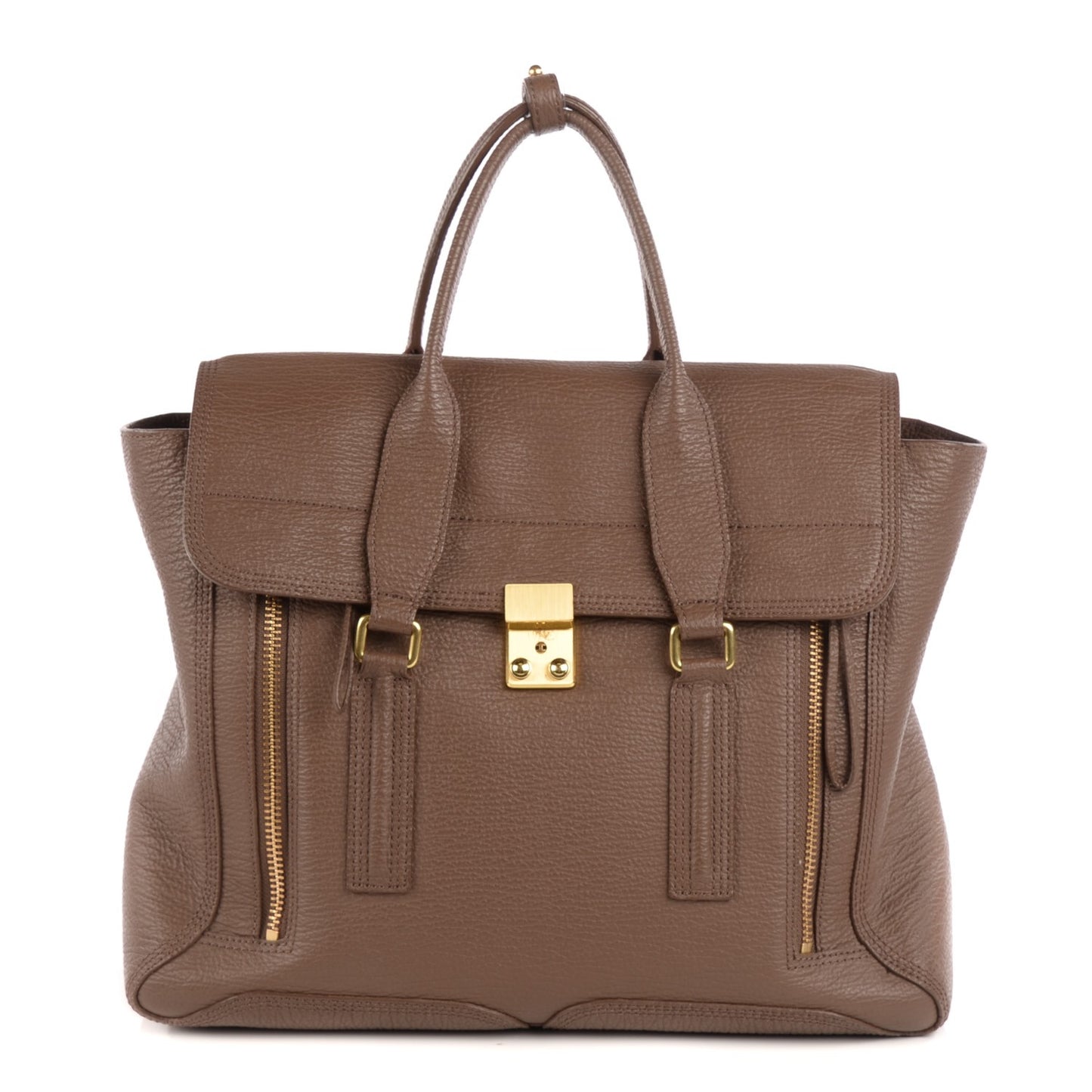 3.1 Textured Calfskin Large Pashli Satchel Taupe
