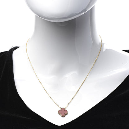 Van Cleef & Arpels 18K Yellow Gold Carnelian Vintage Alhambra Pendant Necklace 2 of 7
