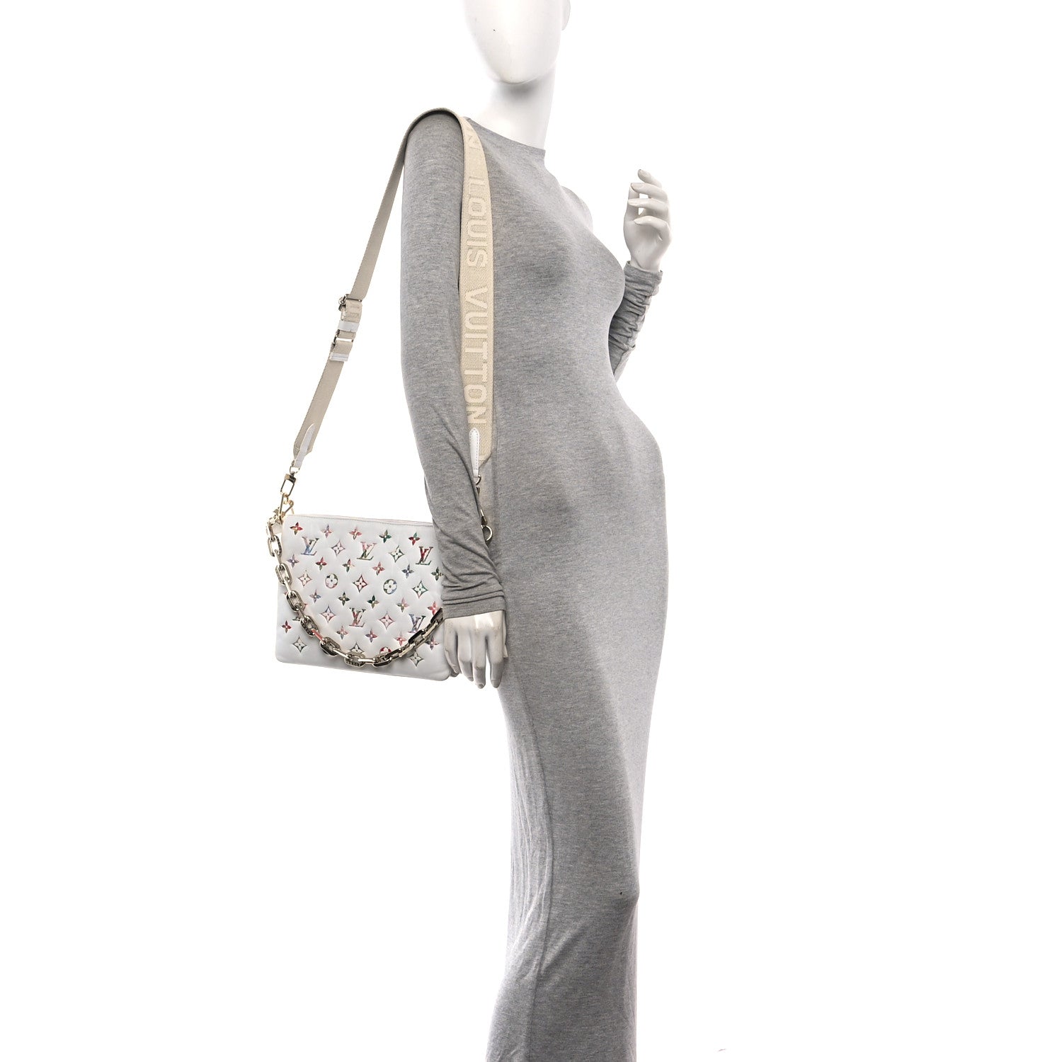 Louis Vuitton Lambskin Embossed Monogram LV Garden Coussin PM Cream 2 of 9