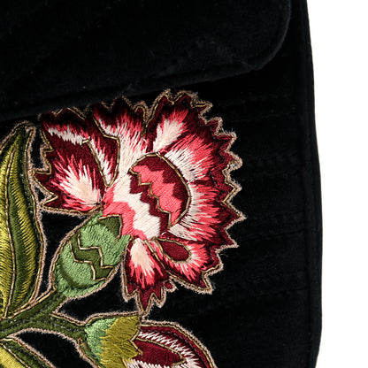 Gucci Velvet Matelasse Loved Embroidered Medium GG Marmont Shoulder Bag Black 15 of 17