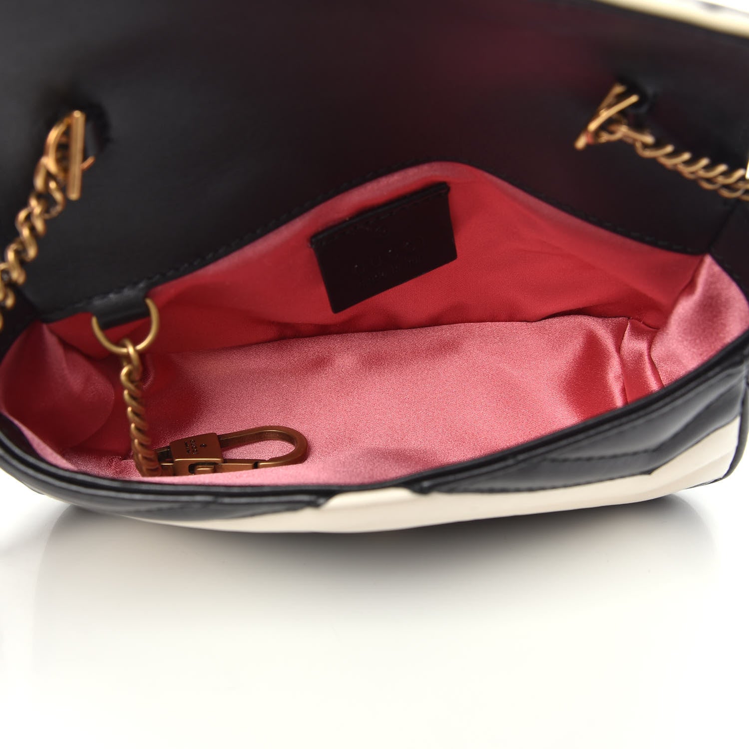 Gucci Calfskin Matelasse Super Mini GG Marmont Shoulder Bag Black White 5 of 13