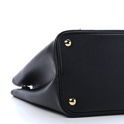 Prada Saffiano Cuir Medium Double Bag Black Fuoco 8 of 9