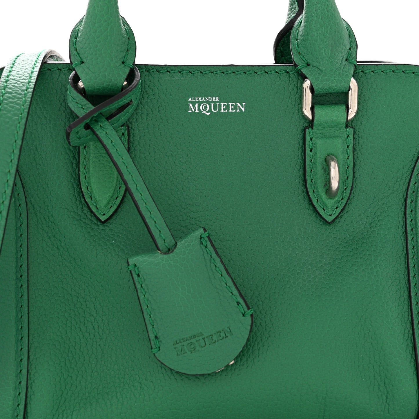 Pebbled Calfskin Mini Padlock Tote Green