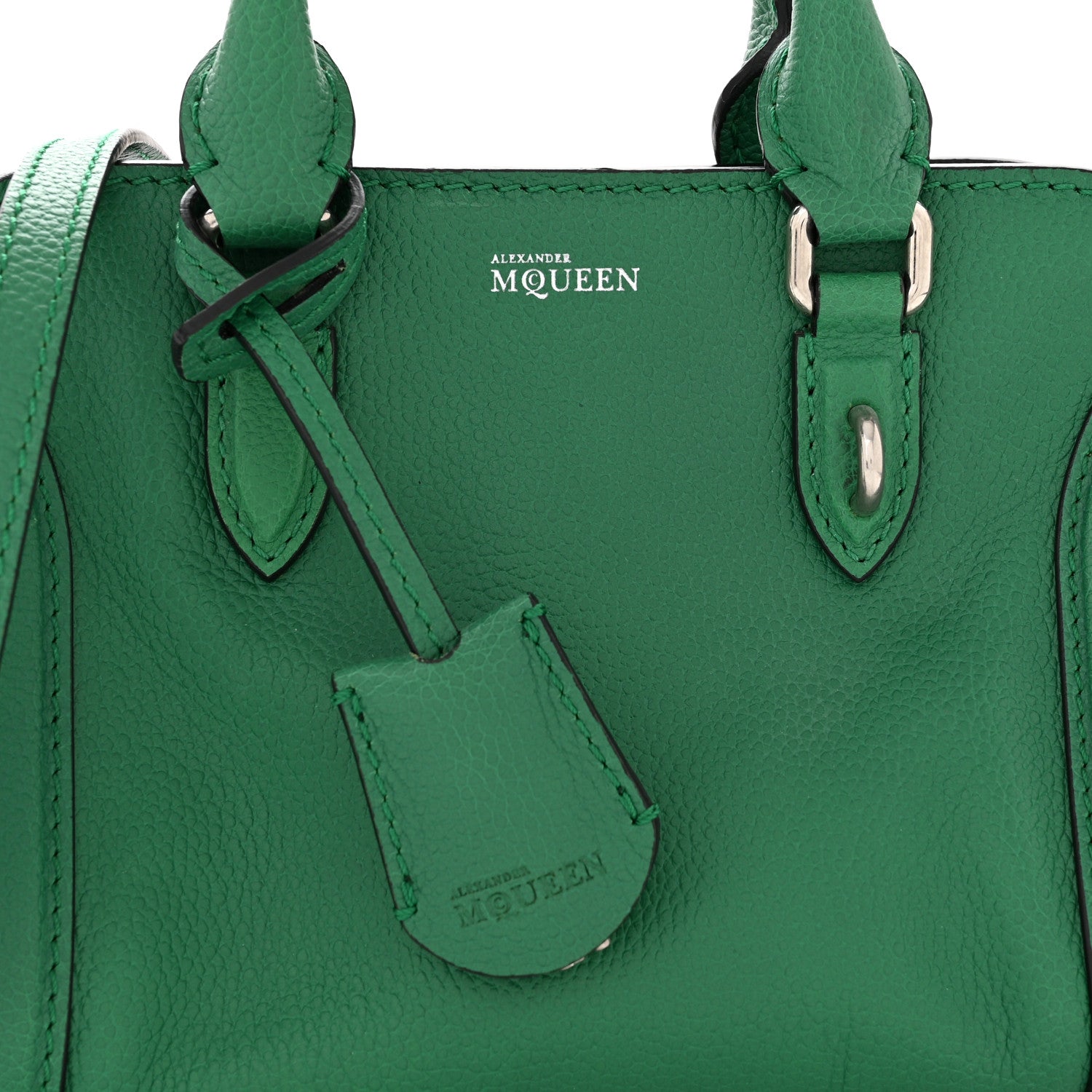 Alexander McQueen Pebbled Calfskin Mini Padlock Tote Green 8 of 10