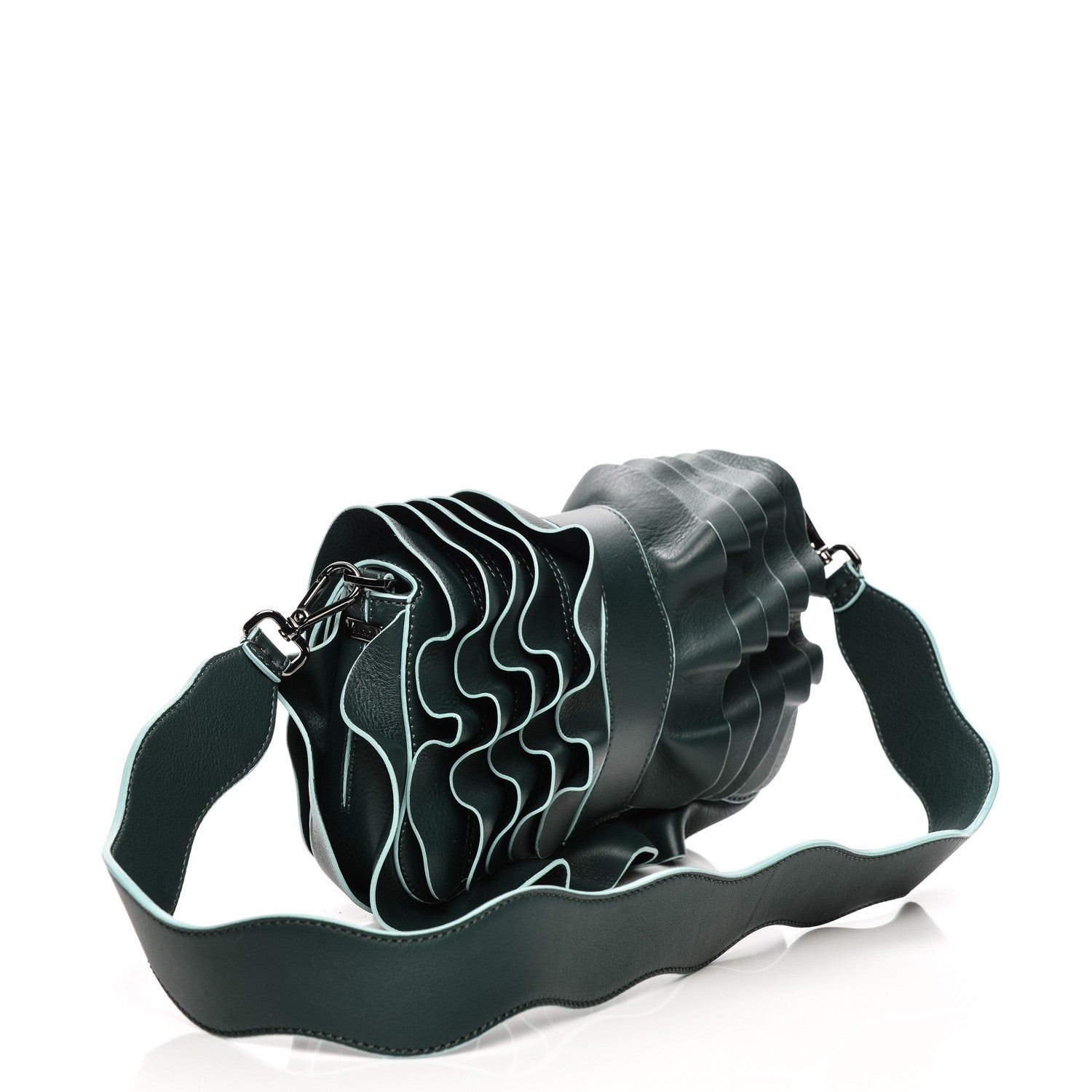 Fendi Vitello Seta Multi Waves Baguette Vert Inglese 3 of 7