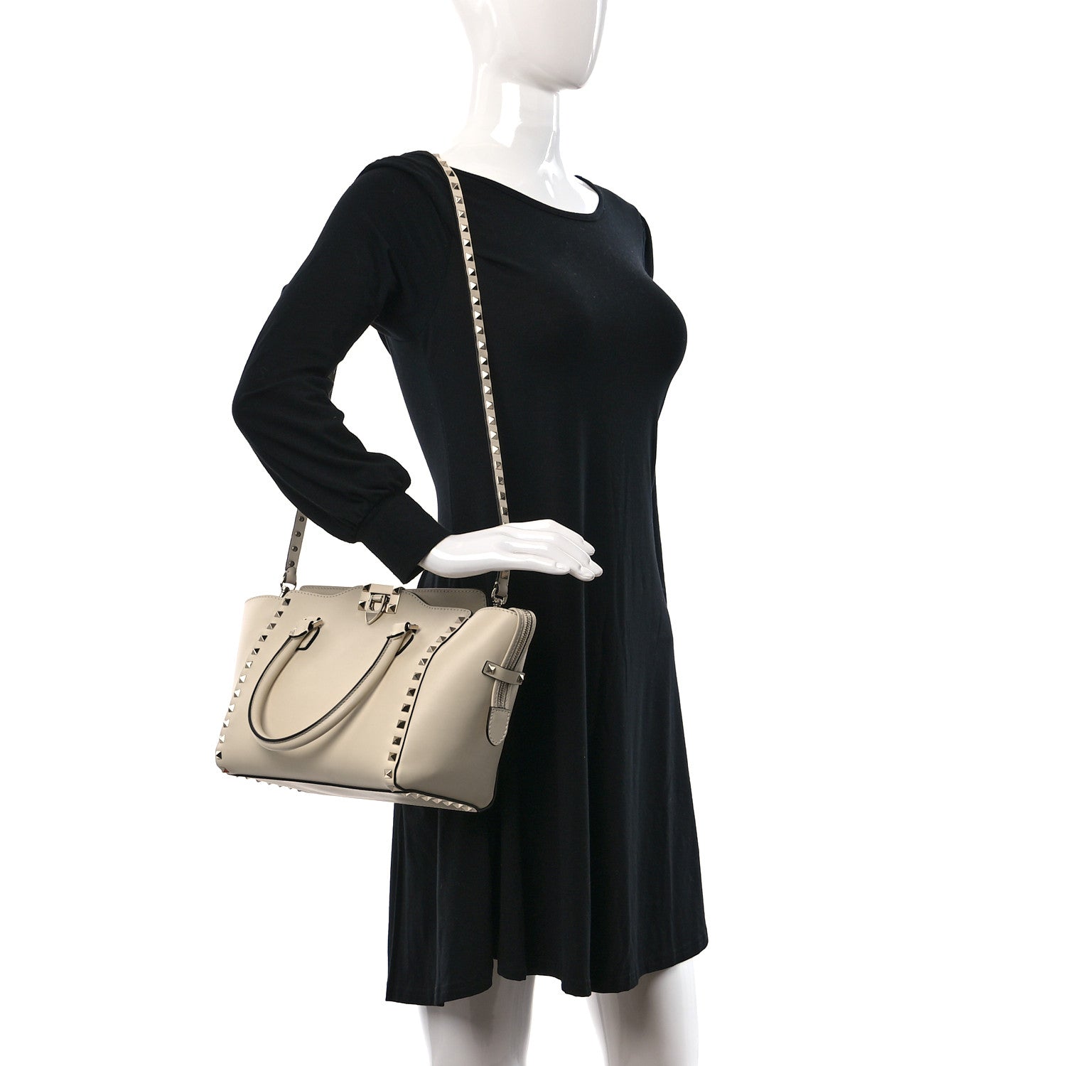 Valentino Garavani Vitello Small Rockstud Double Handle Tote Ivory 2 of 10