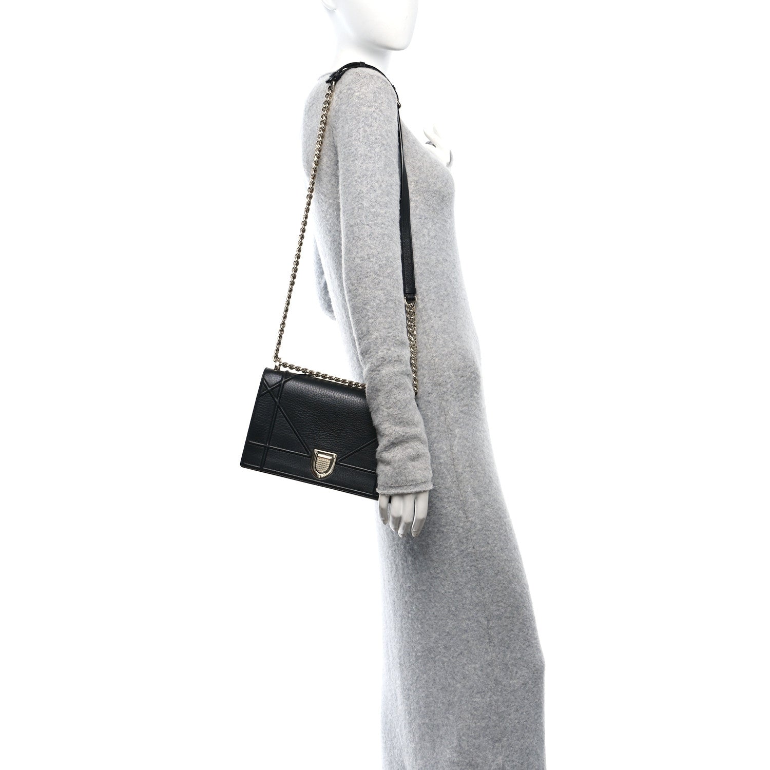 Christian Dior Grained Calfskin Medium Diorama Flap Bag Black 2 of 12