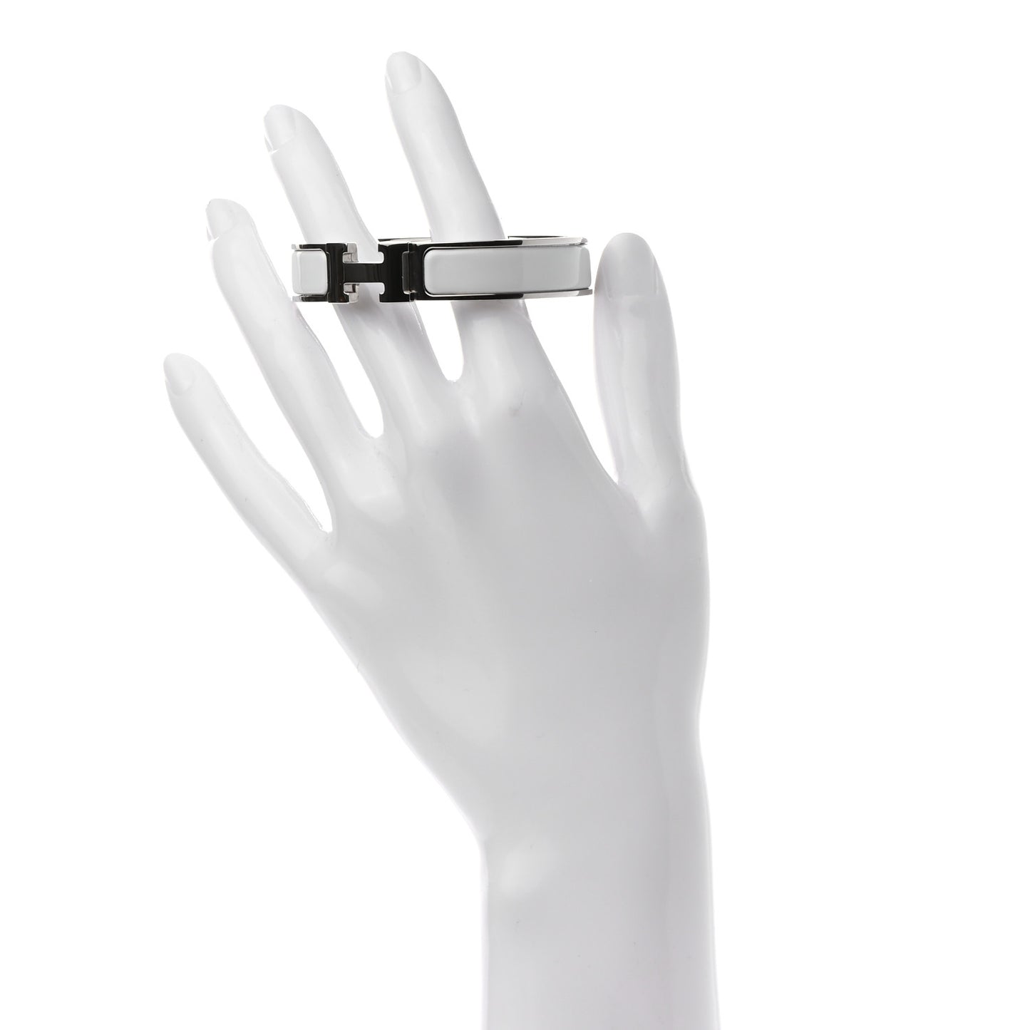 Enamel Narrow Clic Clac H Bracelet PM White