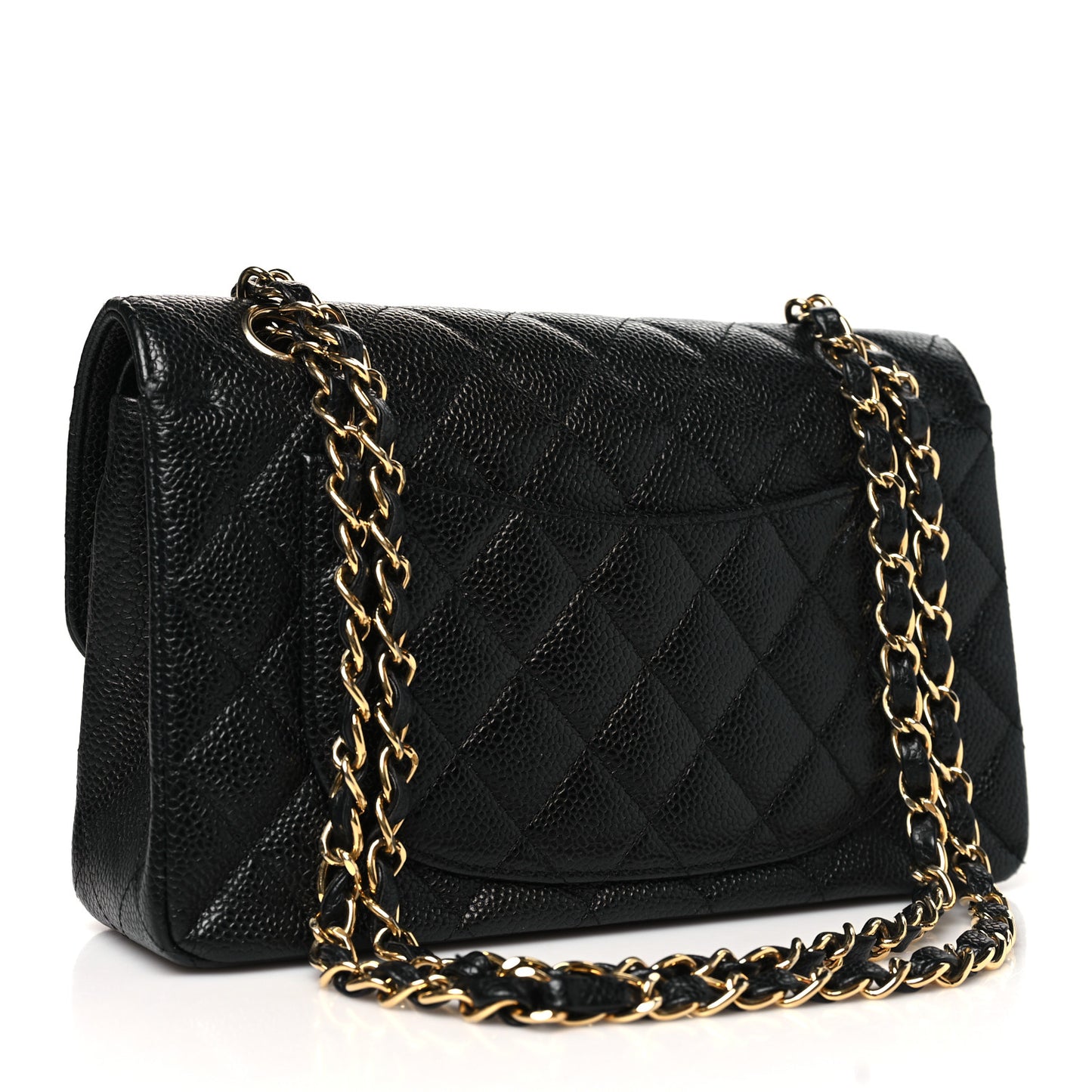 Caviar Quilted Small Double Flap Black