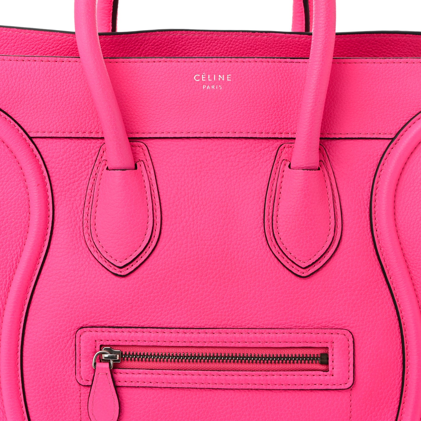Drummed Calfskin Mini Luggage Fluo Pink