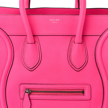 Celine Drummed Calfskin Mini Luggage Fluo Pink 8 of 11