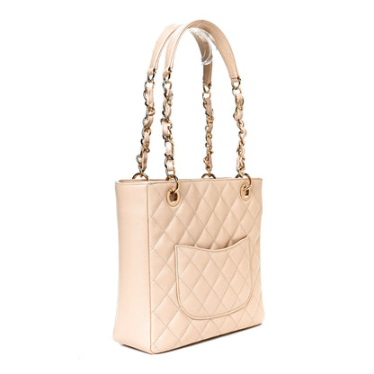 Chanel Caviar Quilted Petit Shopping Tote PST Beige 3 of 10