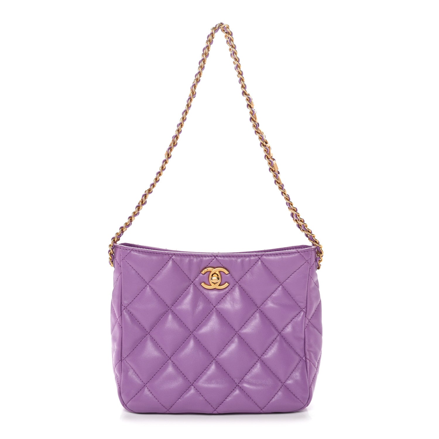 Chanel Lambskin Quilted Small Pick Me Up Hobo Purple 1 of 10