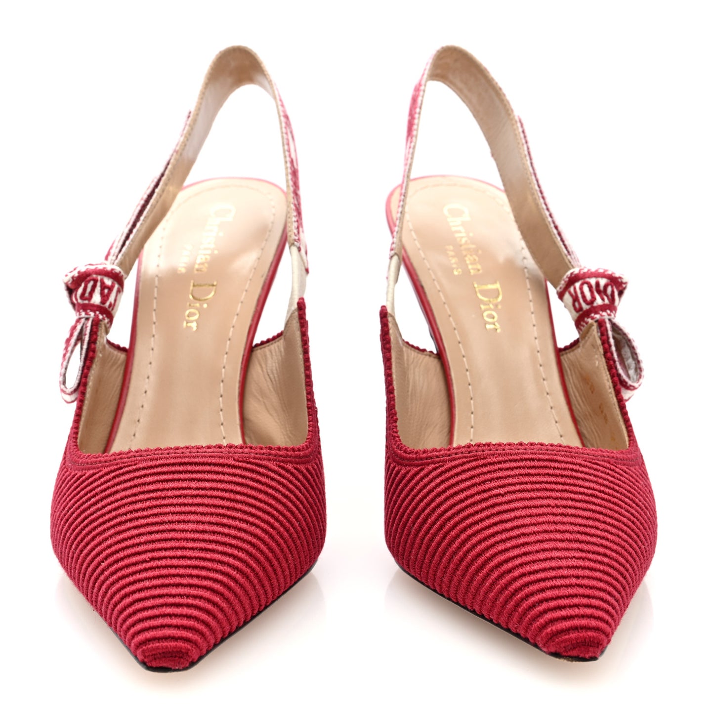 Technical Canvas Ribbon J Adior Slingback 100mm Pumps 36 Cherry