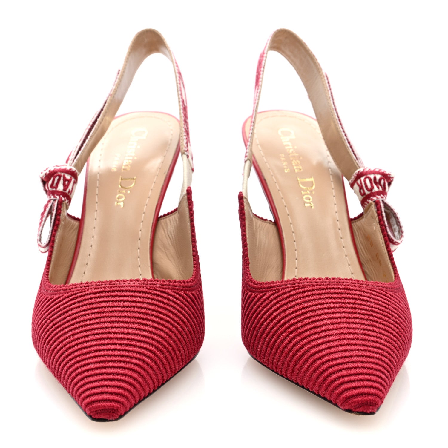 Christian Dior Technical Canvas Ribbon J Adior Slingback 100mm Pumps 36 Cherry 3 of 8