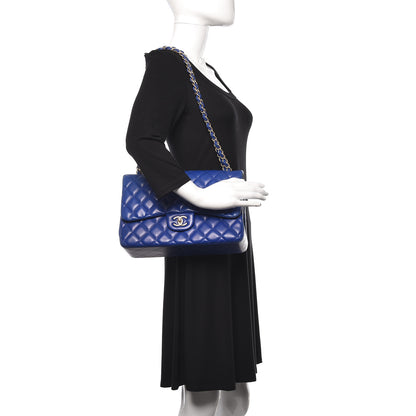 Chanel Lambskin Quilted Jumbo Double Flap Blue 2 of 22