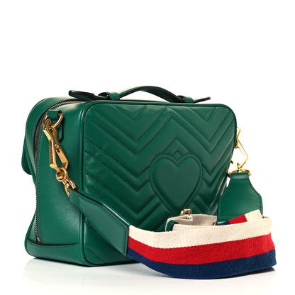 Gucci Calfskin Matelasse Sylvie Web Small GG Marmont Top Handle Shoulder Bag Emerald 3 of 18