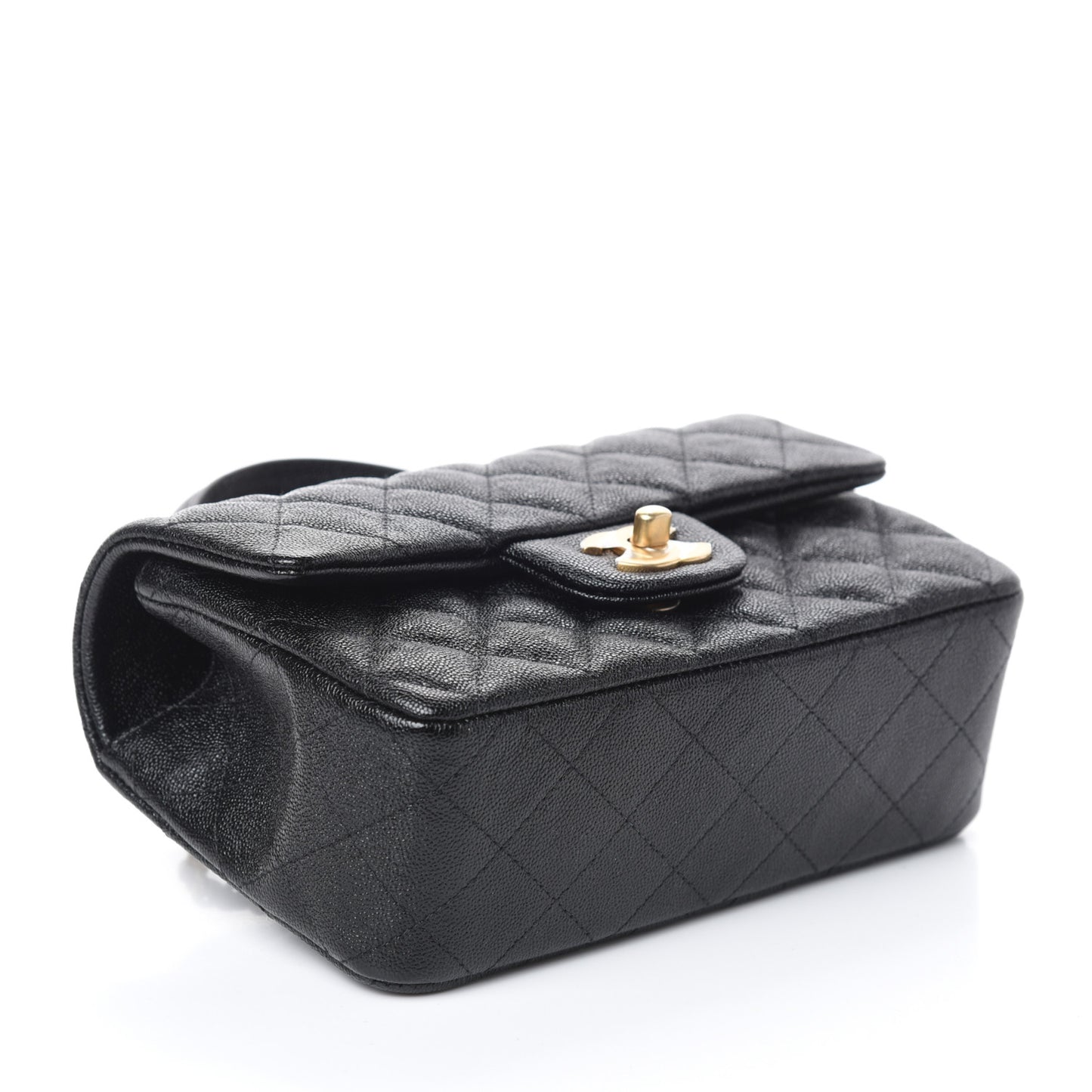 Caviar Quilted Mini Top Handle Rectangular Flap Black