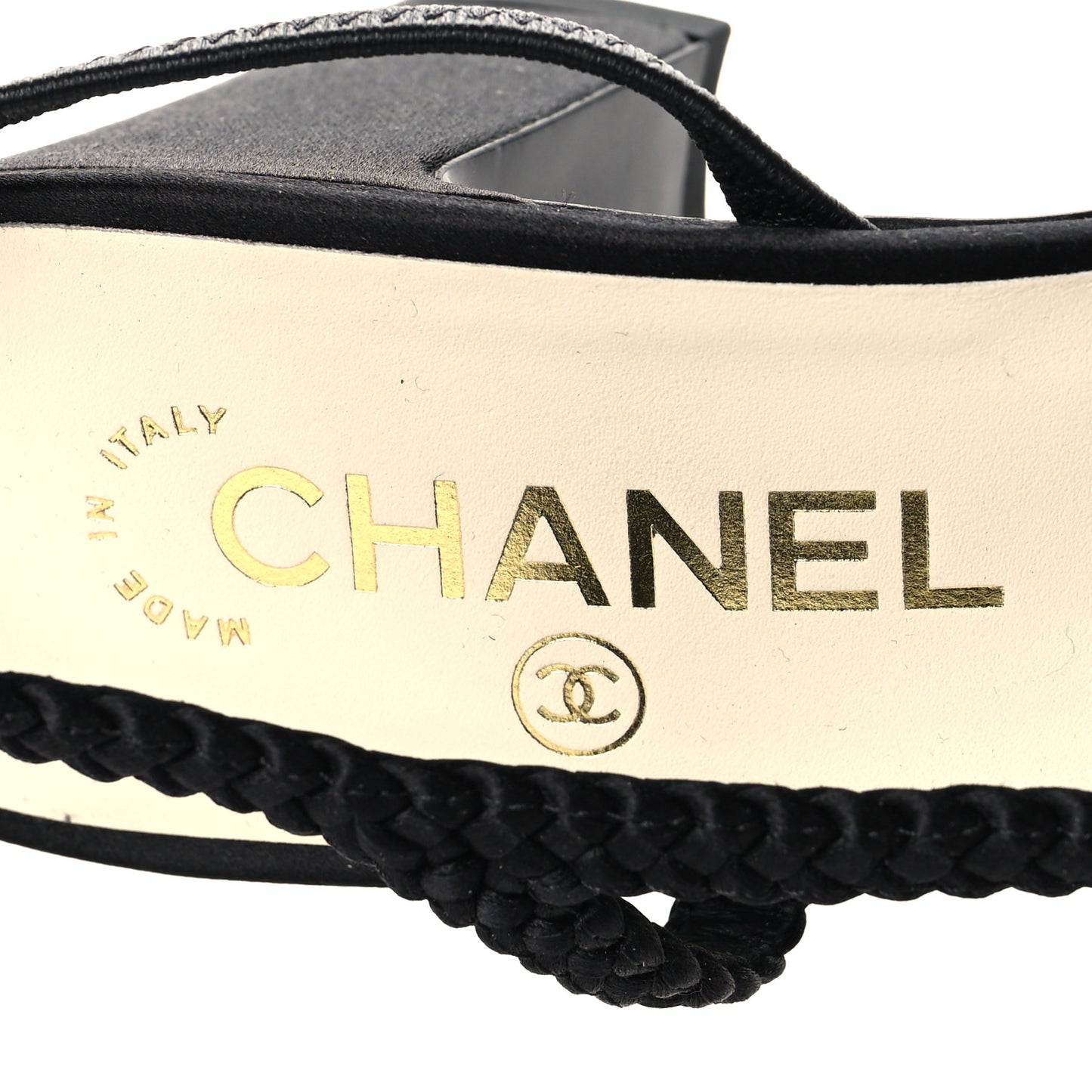 Satin Braided Slingback Flats 39.5 Black
