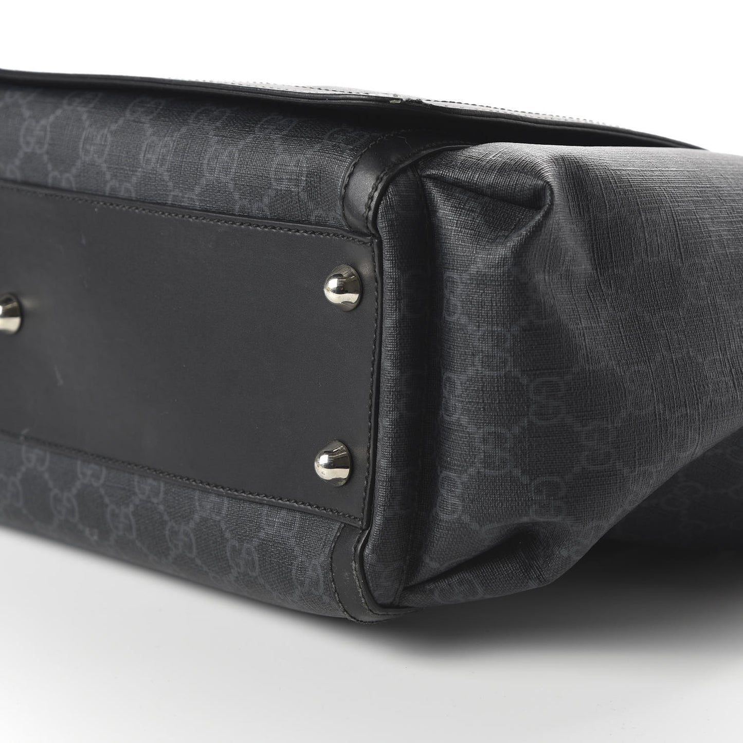 GG Supreme Monogram Web Messenger Diaper Bag Black Grey