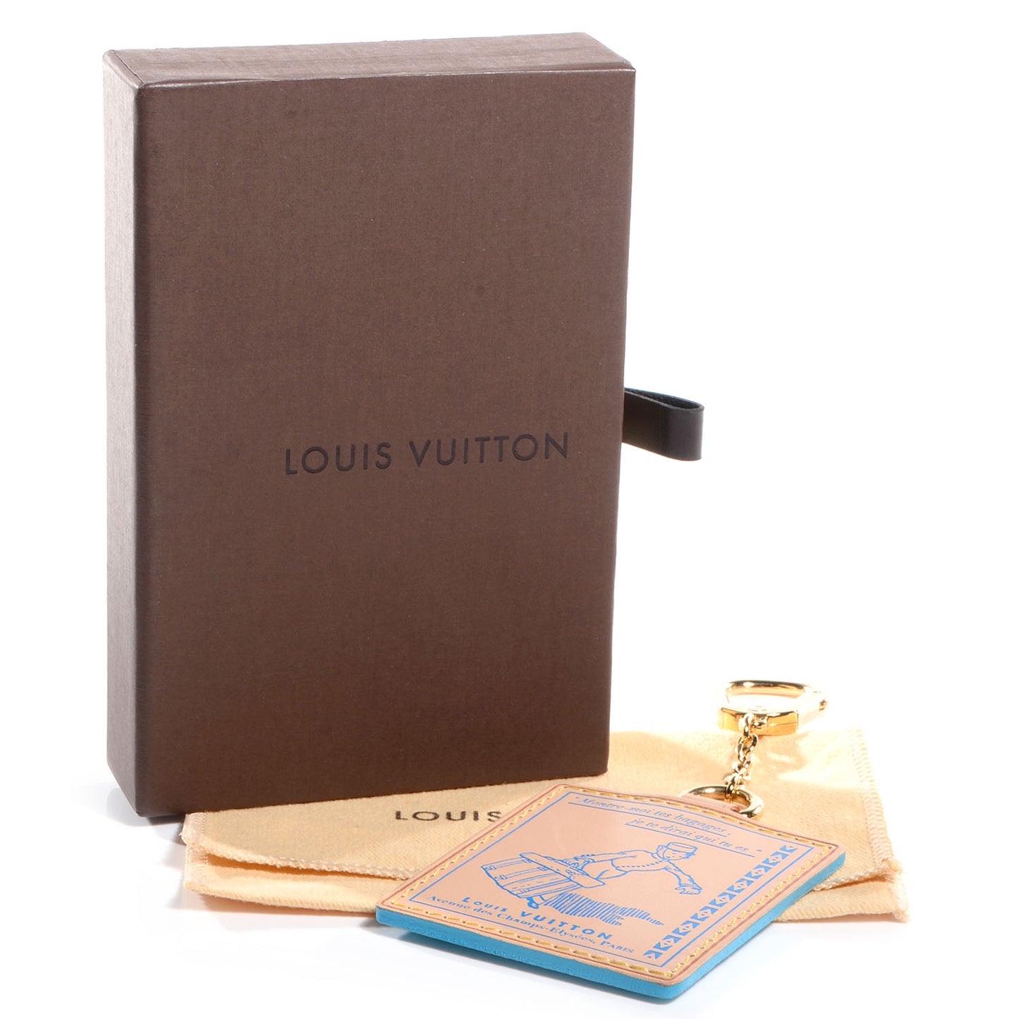Vachetta Groom Key Ring Bag Charm Blue