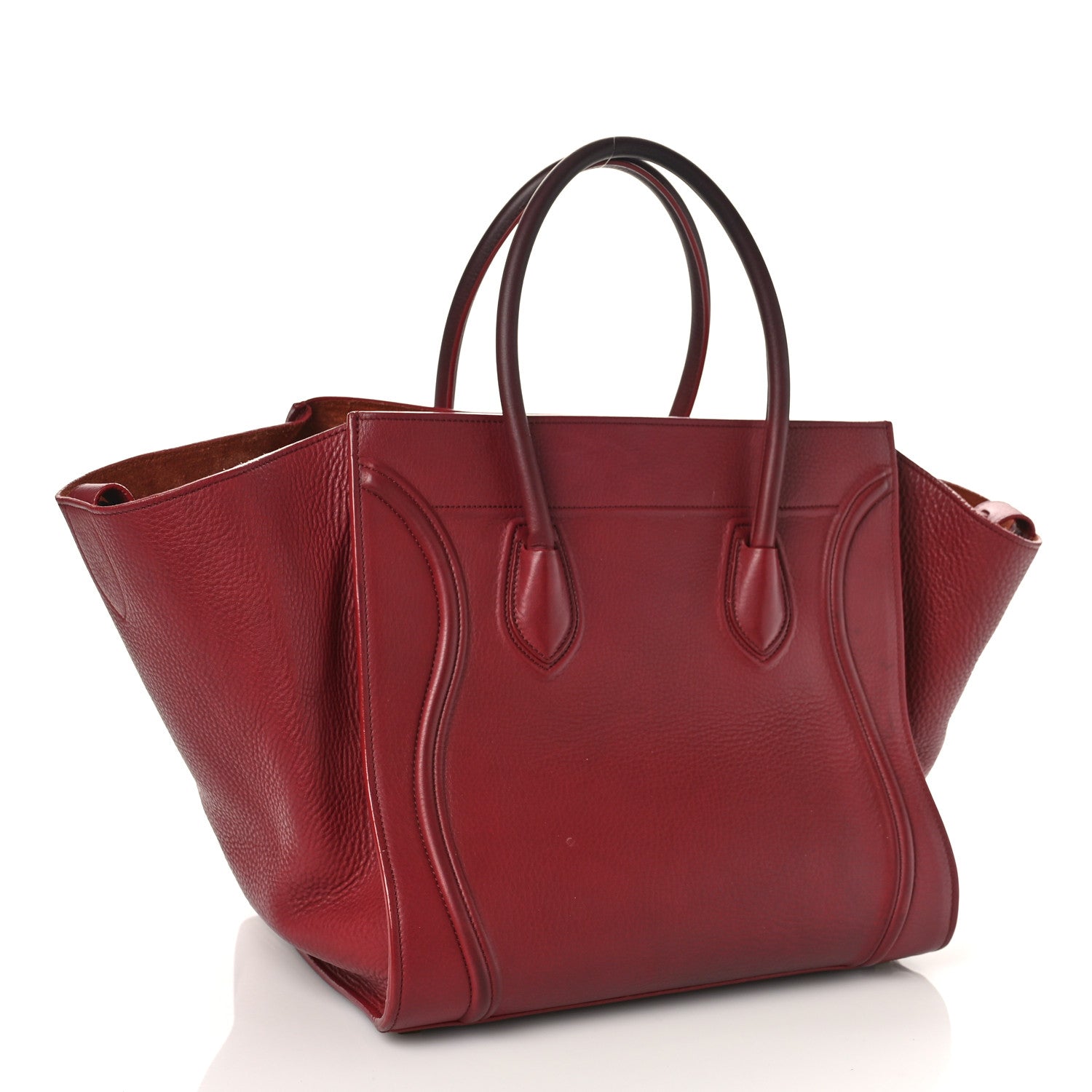Celine Drummed Calfskin Medium Phantom Luggage Burgundy 3 of 11